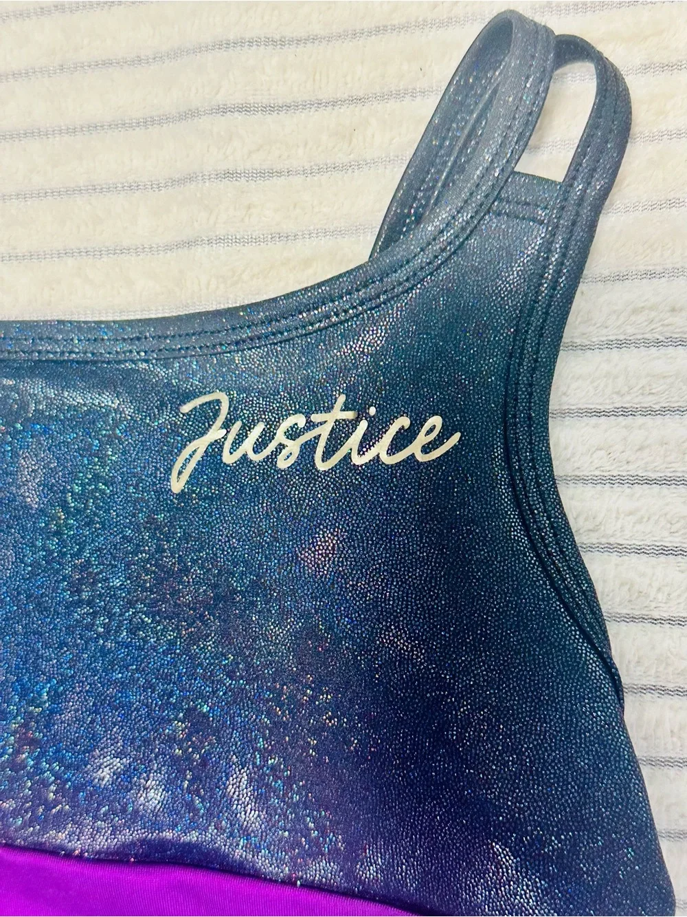 Justice Shimmery Ombre Girls One-Piece Swimsuit - Blue Purple Pink